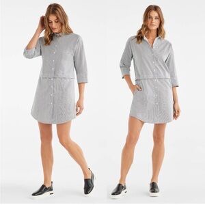 VETTA Convertible Black and White Two Piece Pinstripe Dress Shirt